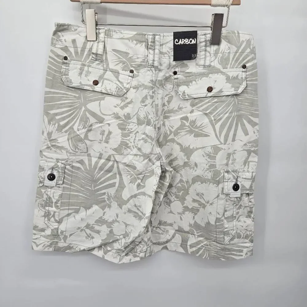 Carbon Men's Cargo Shorts Size 31 Tropical Print Hawaiian NWT